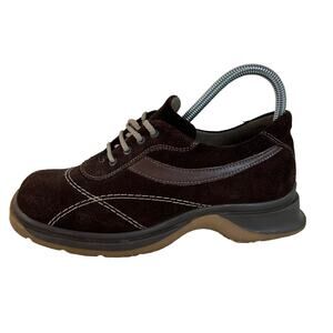 Gillio Womens Vintage 90s Y2K Tie Up Suede Brown Sneakers Retro EU 37 US 6.5